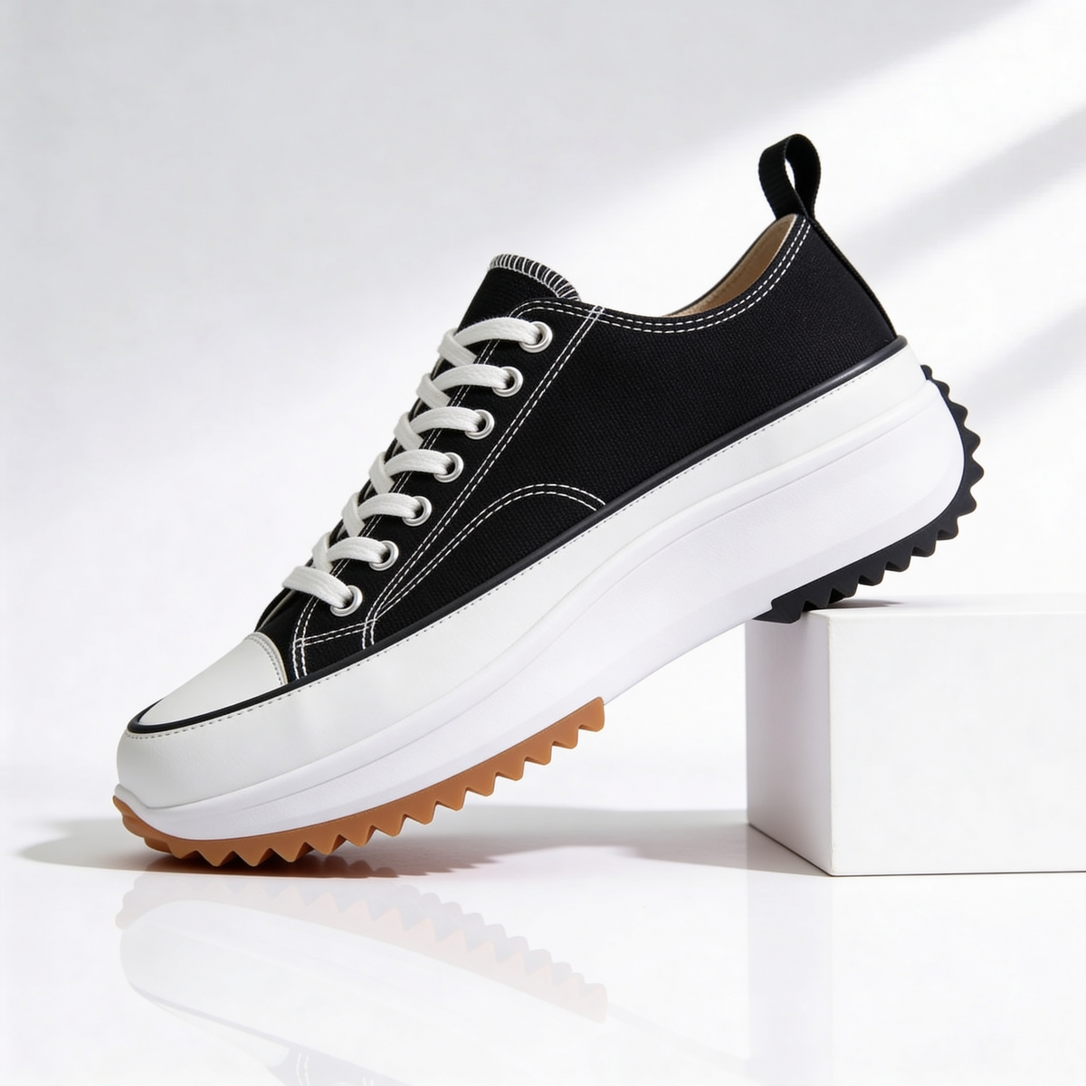Dames Platform Sneakers met Canvas Upper en Dikke Zool