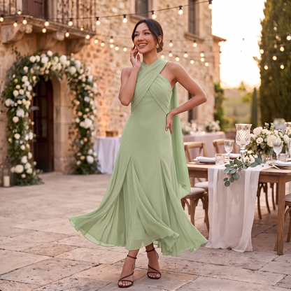 Dames Maxi Jurk van Gaasweefsel met Strikdetail