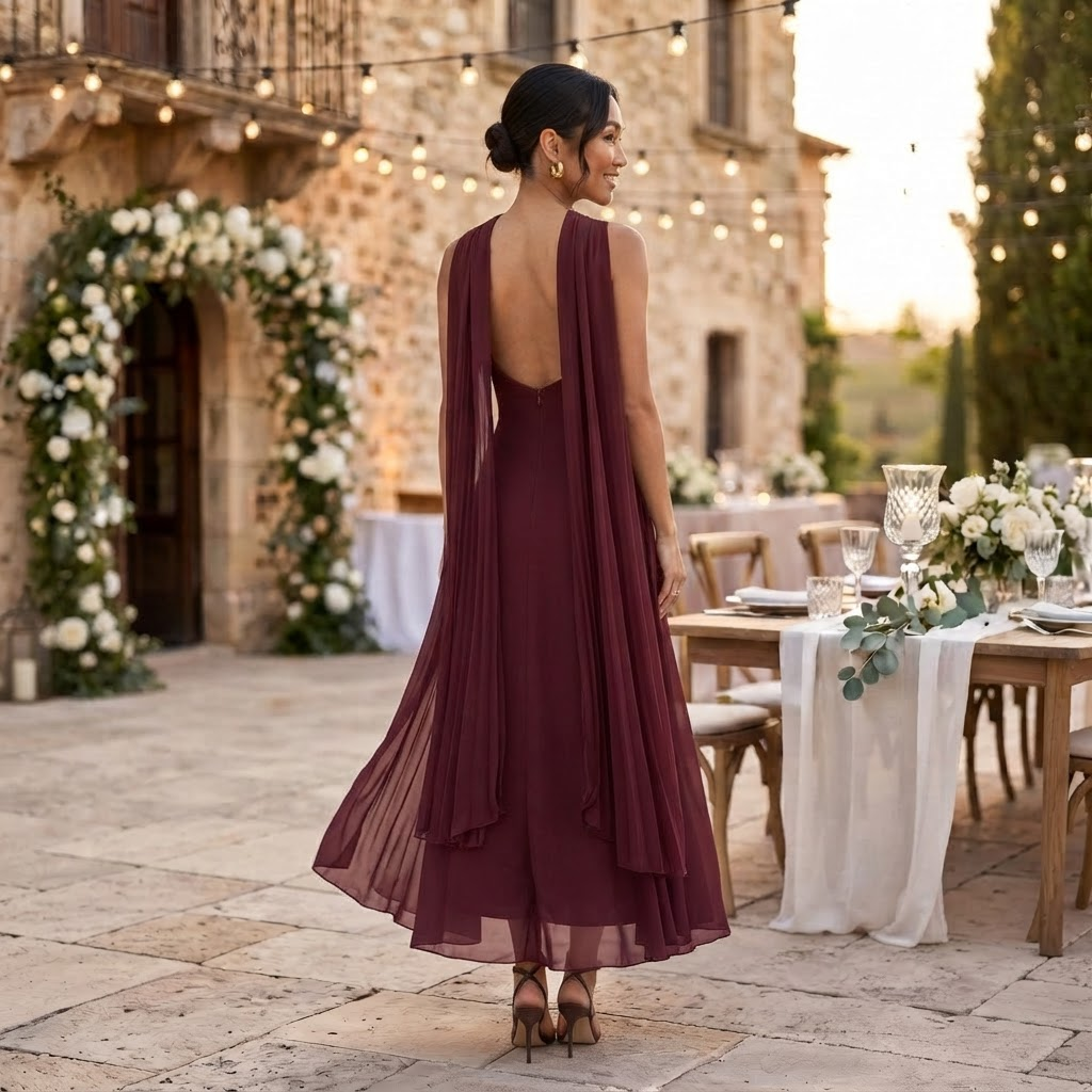 Dames Maxi Jurk van Gaasweefsel met Strikdetail