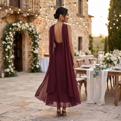 Dames Maxi Jurk van Gaasweefsel met Strikdetail