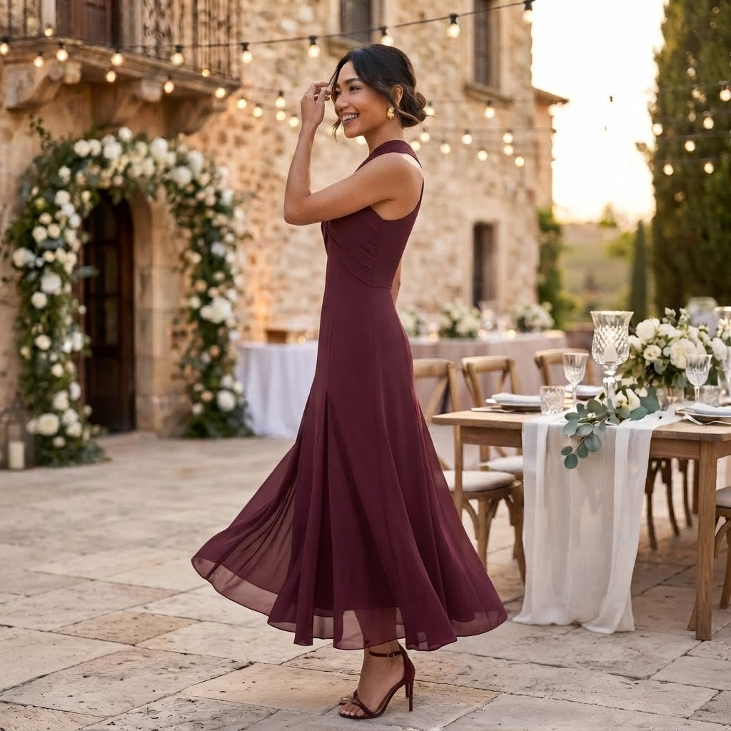 Dames Maxi Jurk van Gaasweefsel met Strikdetail