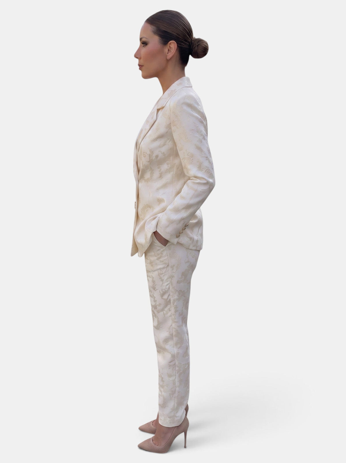 Dames Blazer Set met Wide Leg Broek – Twee-Delig Pak