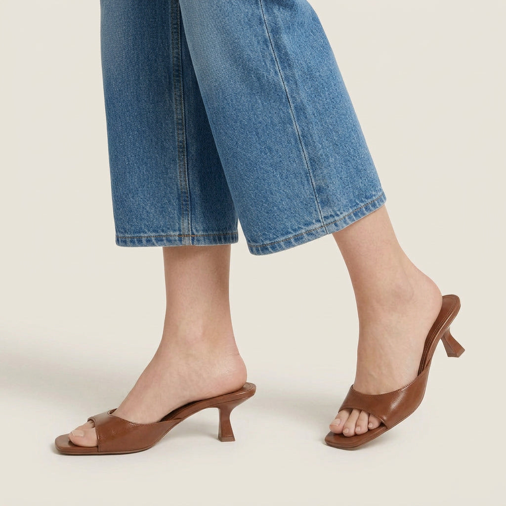 Dames Sandalen met Hak en Open Hiel – Vierkante Neus