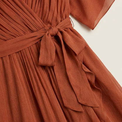 Dames Midi Jurk Overslag Gaas-Effect met Volant