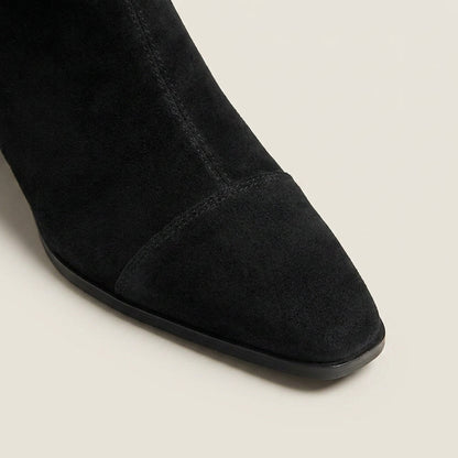 Dames Enkellaarsjes Suède-Look met Lage Blokhak