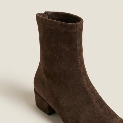 Dames Enkellaarsjes Suède-Look met Lage Blokhak