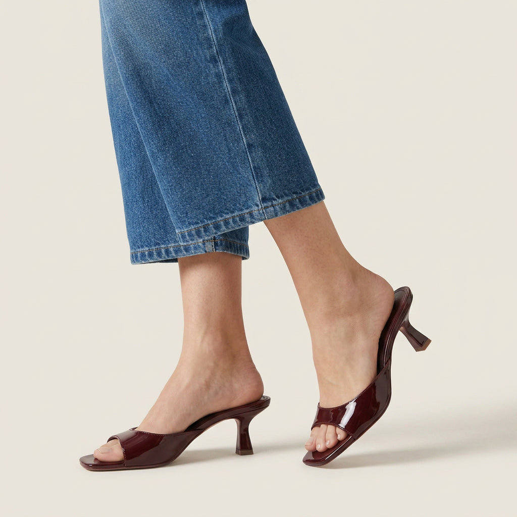 Dames Sandalen met Hak en Open Hiel – Vierkante Neus