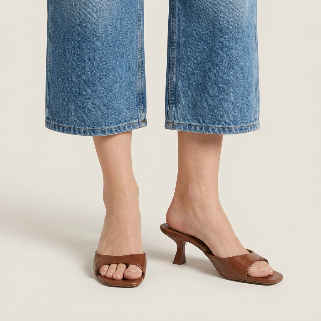 Dames Sandalen met Hak en Open Hiel – Vierkante Neus