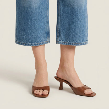 Dames Sandalen met Hak en Open Hiel – Vierkante Neus