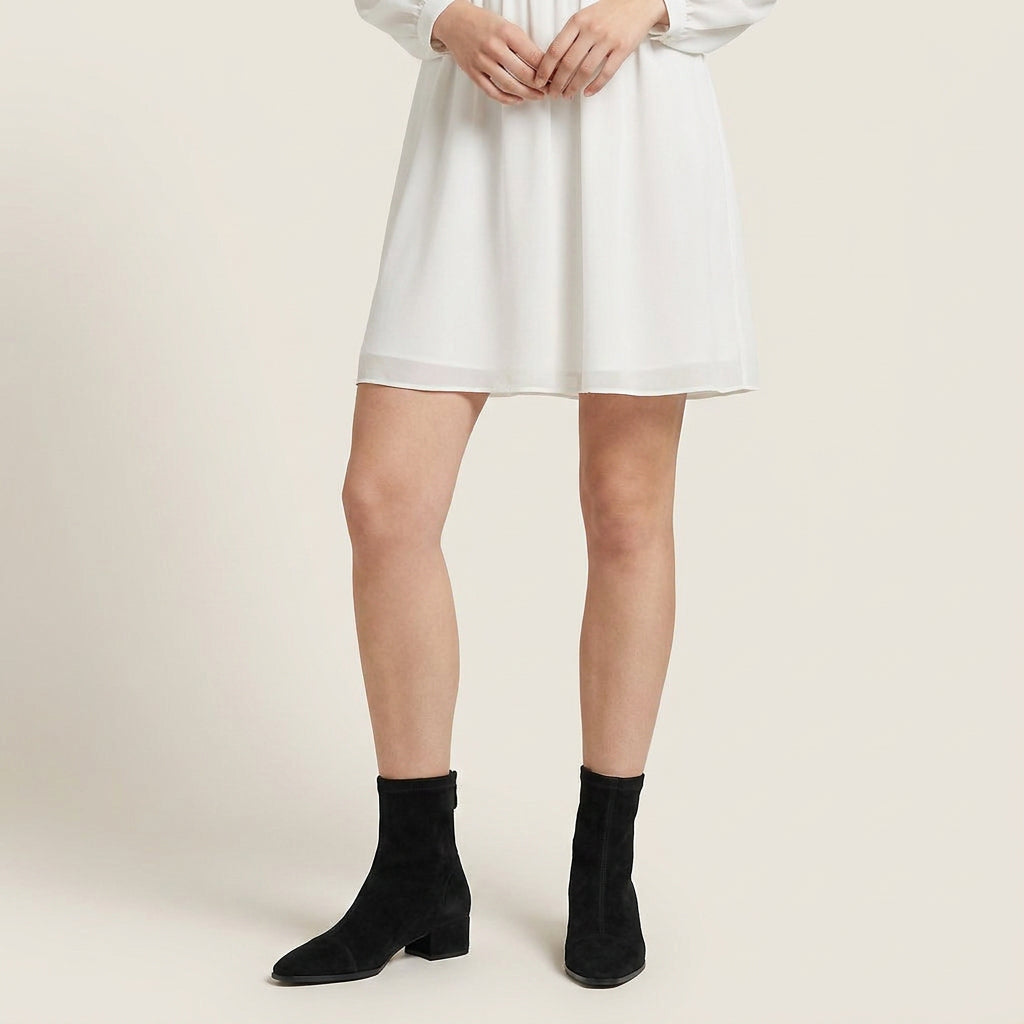 Dames Enkellaarsjes Suède-Look met Lage Blokhak