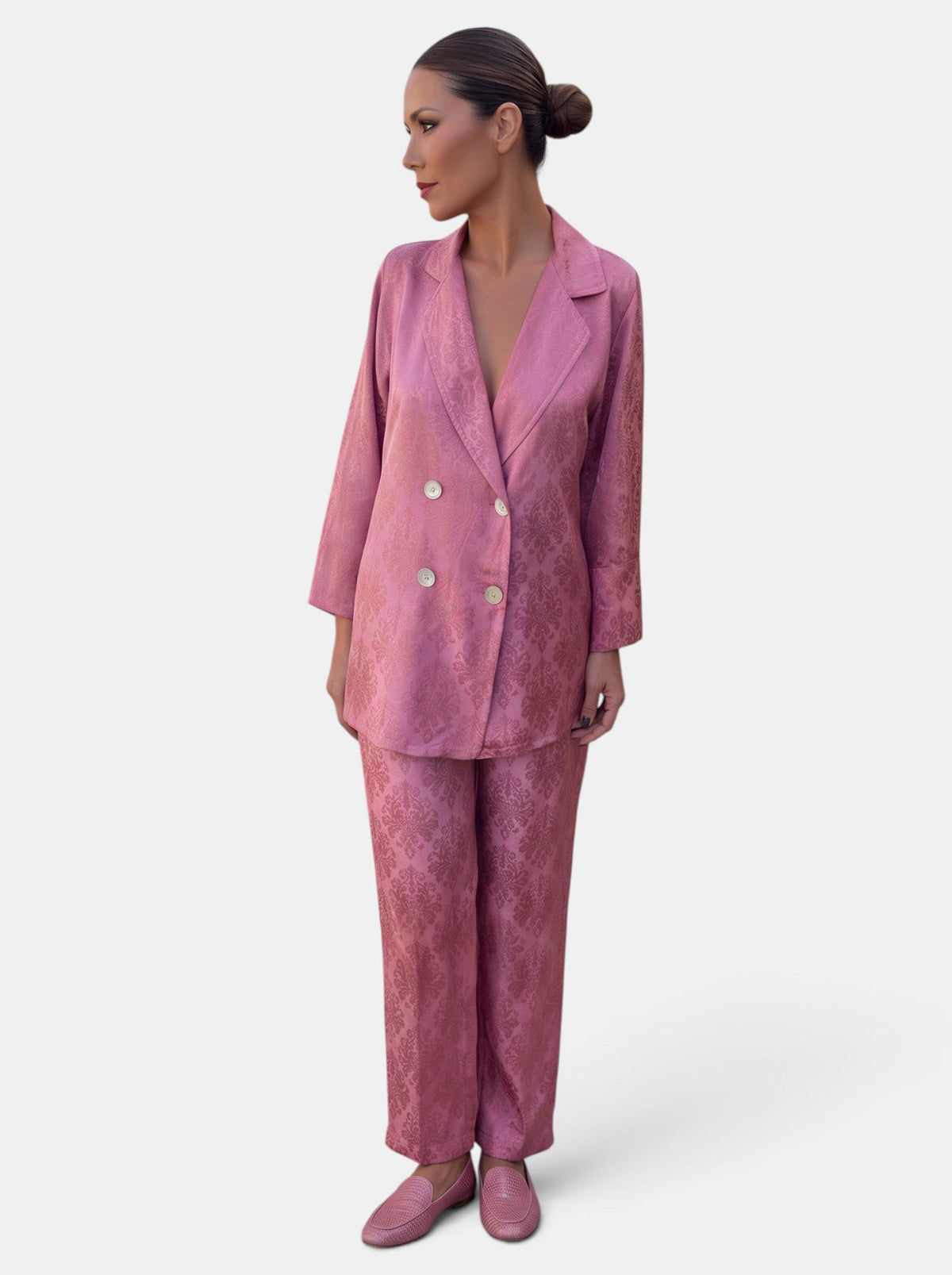 Dames Blazer Set met Wide Leg Broek – Twee-Delig Pak