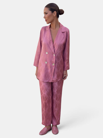 Dames Blazer Set met Wide Leg Broek – Twee-Delig Pak