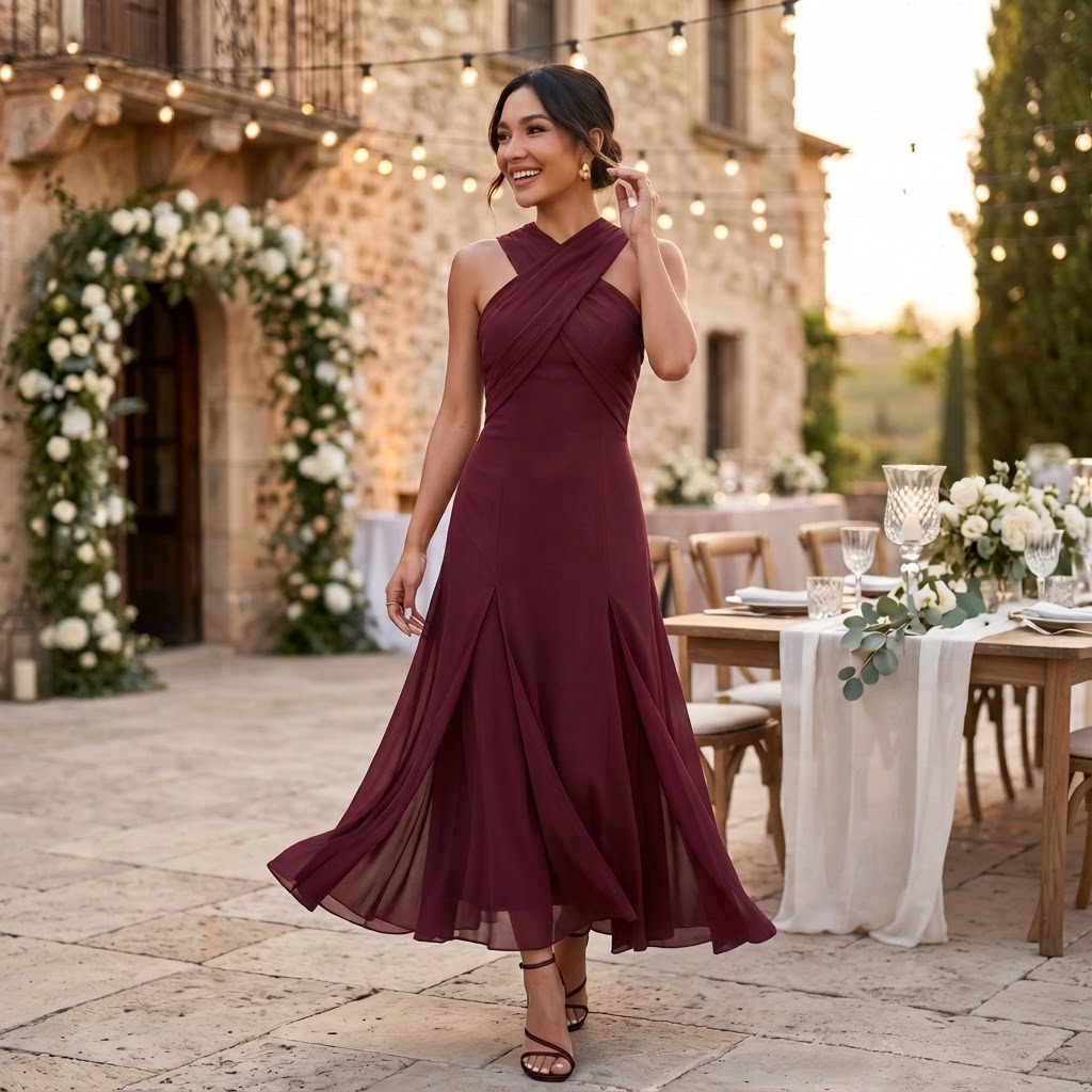 Dames Maxi Jurk van Gaasweefsel met Strikdetail