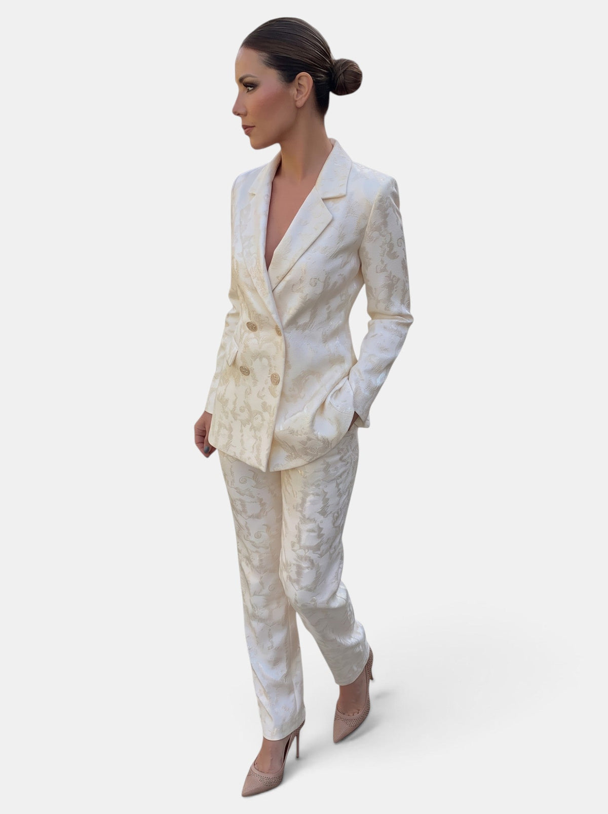 Dames Blazer Set met Wide Leg Broek – Twee-Delig Pak