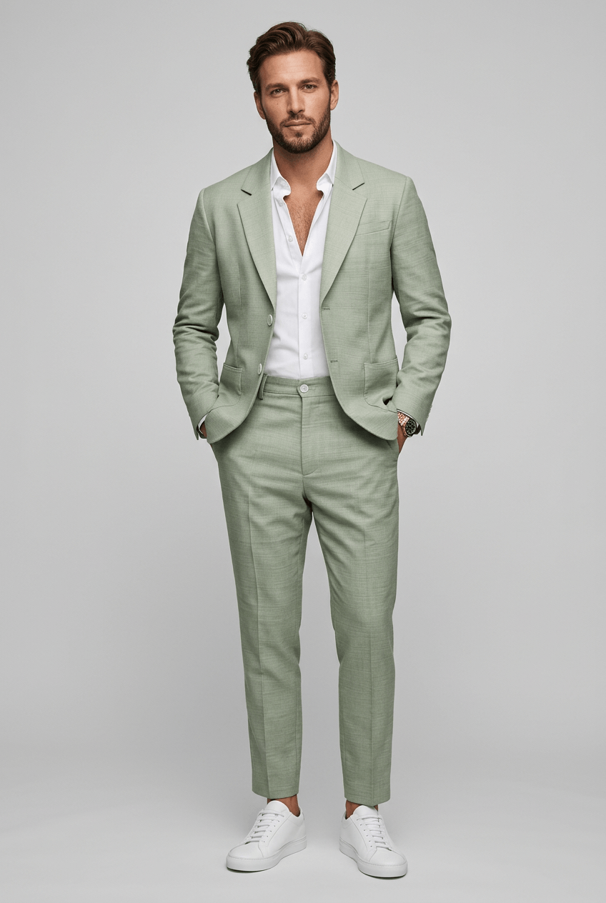 Heren Slim Fit Set – Tweedelig met Notch Revers, Geschikt voor Werk en Formele Gelegenheden