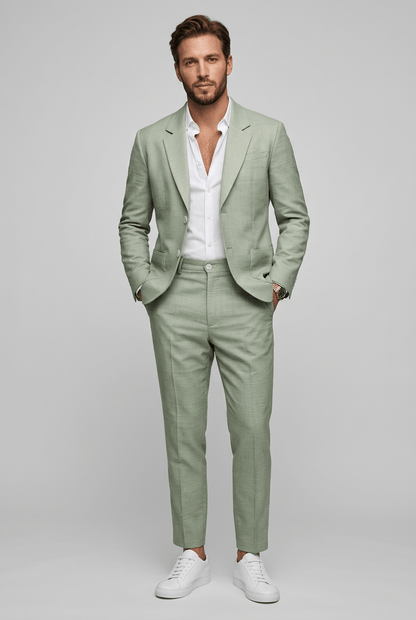 Heren Slim Fit Set – Tweedelig met Notch Revers, Geschikt voor Werk en Formele Gelegenheden