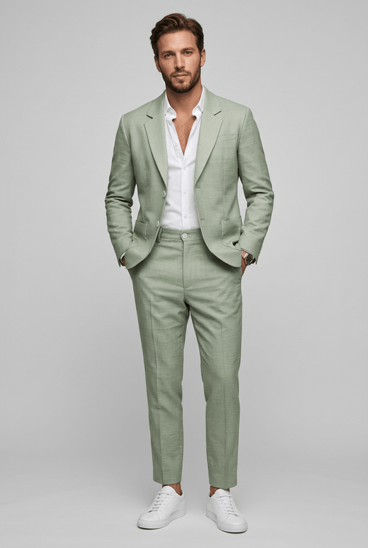 Heren Slim Fit Set – Tweedelig met Notch Revers, Geschikt voor Werk en Formele Gelegenheden