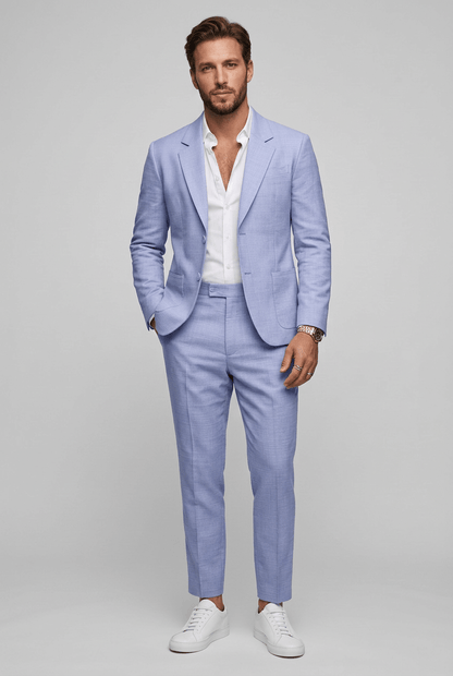 Heren Slim Fit Set – Tweedelig met Notch Revers, Geschikt voor Werk en Formele Gelegenheden
