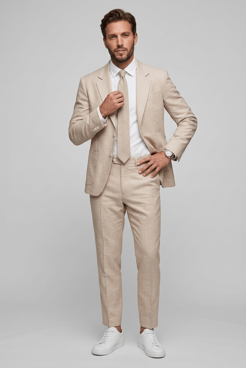 Heren Slim Fit Set – Tweedelig met Notch Revers, Geschikt voor Werk en Formele Gelegenheden