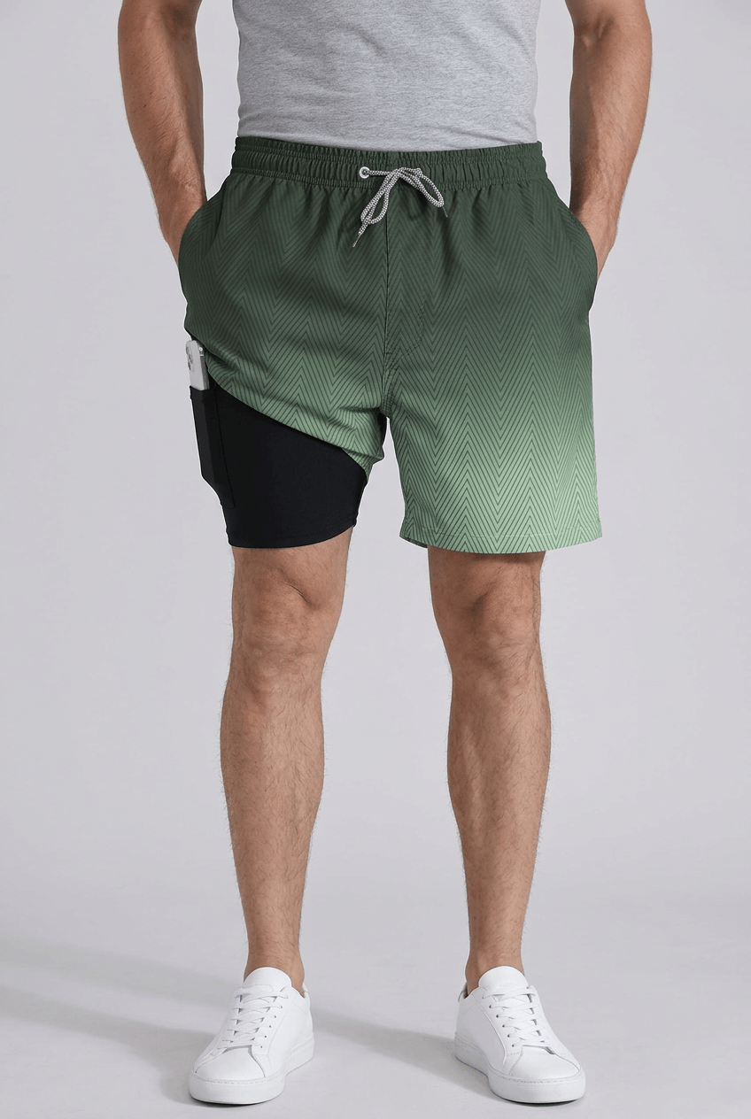 Heren Sneldrogende Zwembroek – Met Trekkoord en Ingebouwde Short, Geschikt voor Zomer en Outdoor Activiteiten