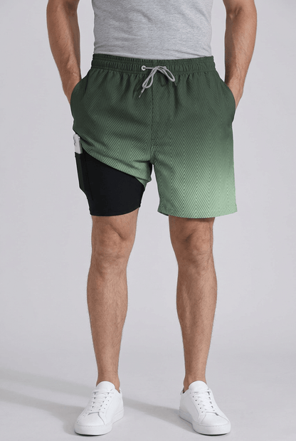 Heren Sneldrogende Zwembroek – Met Trekkoord en Ingebouwde Short, Geschikt voor Zomer en Outdoor Activiteiten