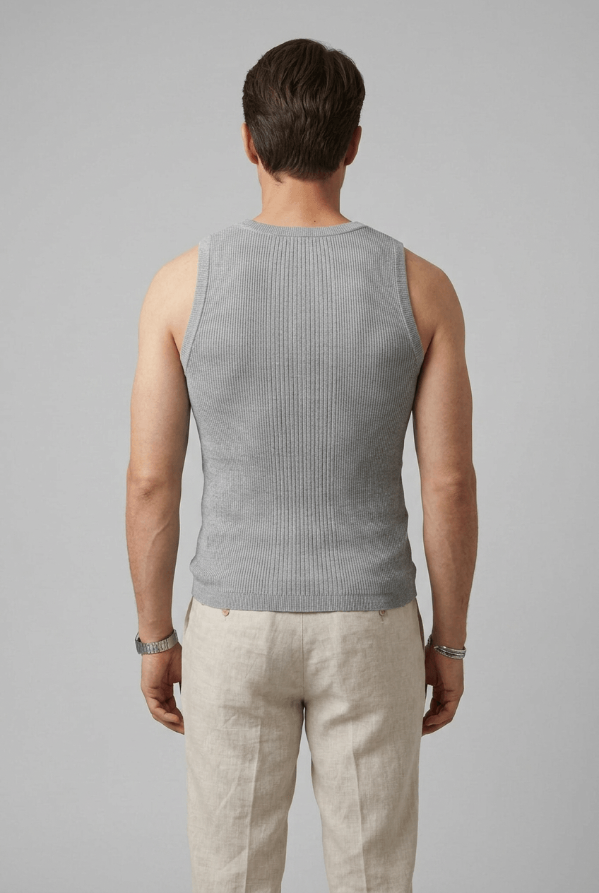 Heren Slim Fit Tanktop – Geribbeld, Geschikt voor Lente en Zomer