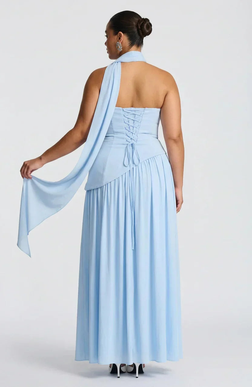 Dames Maxi Jurk Strapless met Hoge Split