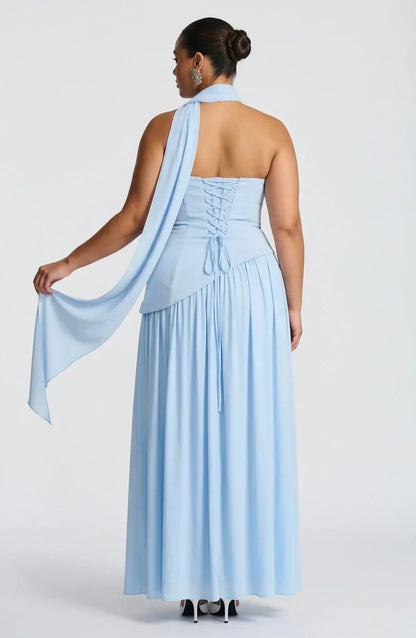 Dames Maxi Jurk Strapless met Hoge Split