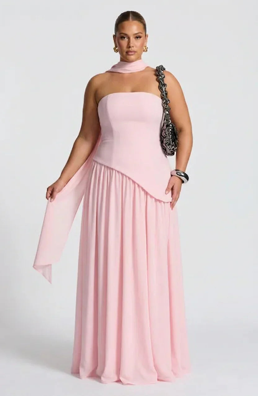 Dames Maxi Jurk Strapless met Hoge Split