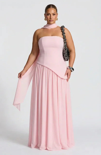 Dames Maxi Jurk Strapless met Hoge Split