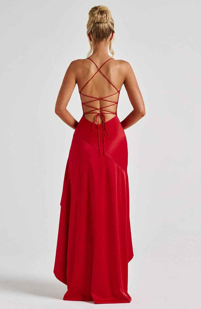 Maxikleid mit Rüschenabschluss - Cecile LavelleDunkelrot