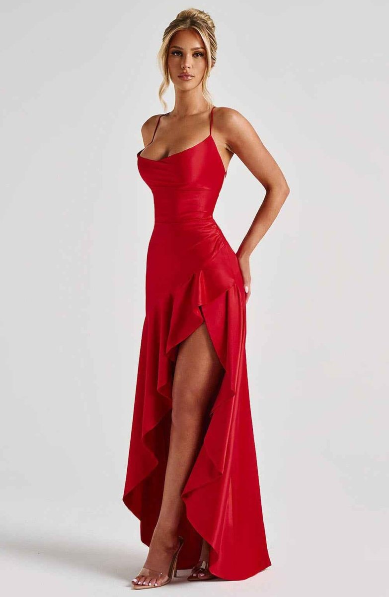 Maxikleid mit Rüschenabschluss - Cecile LavelleRot