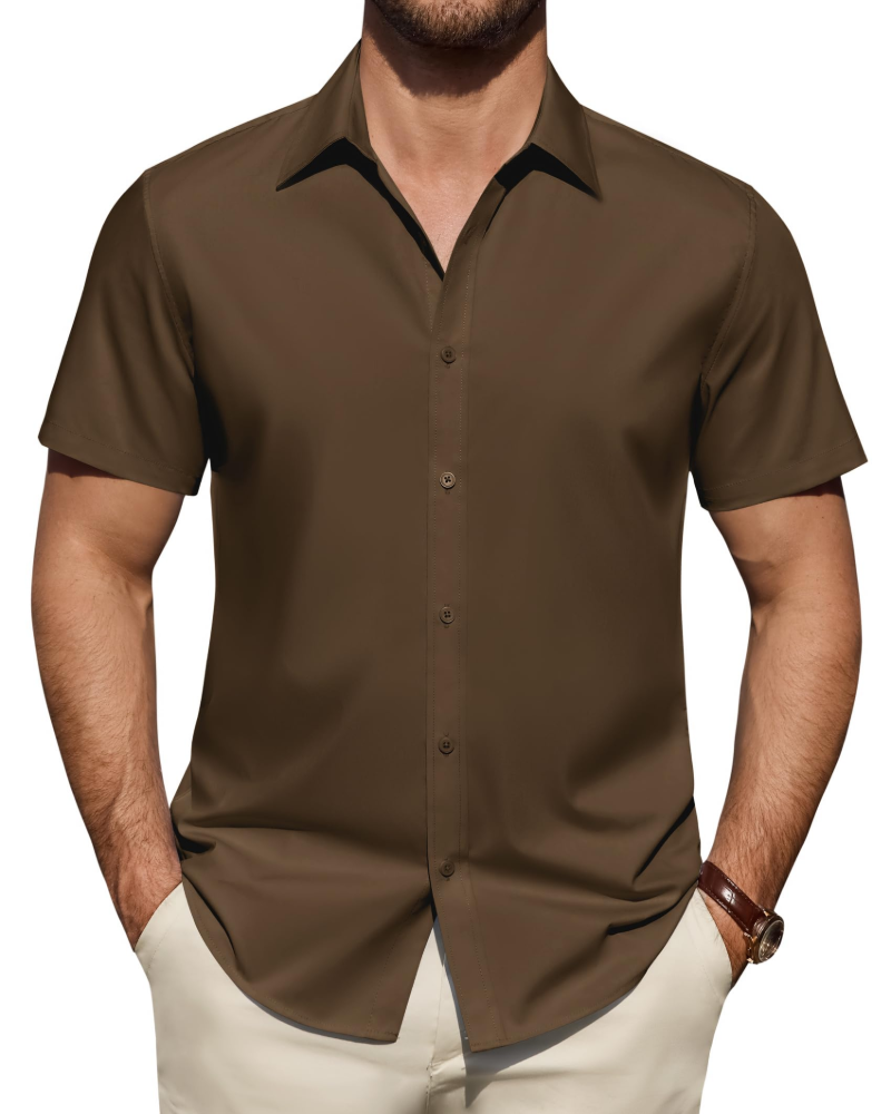 Heren Slim Fit Overhemd – Met Knopen, Geschikt voor Werk en Casual Gebruik