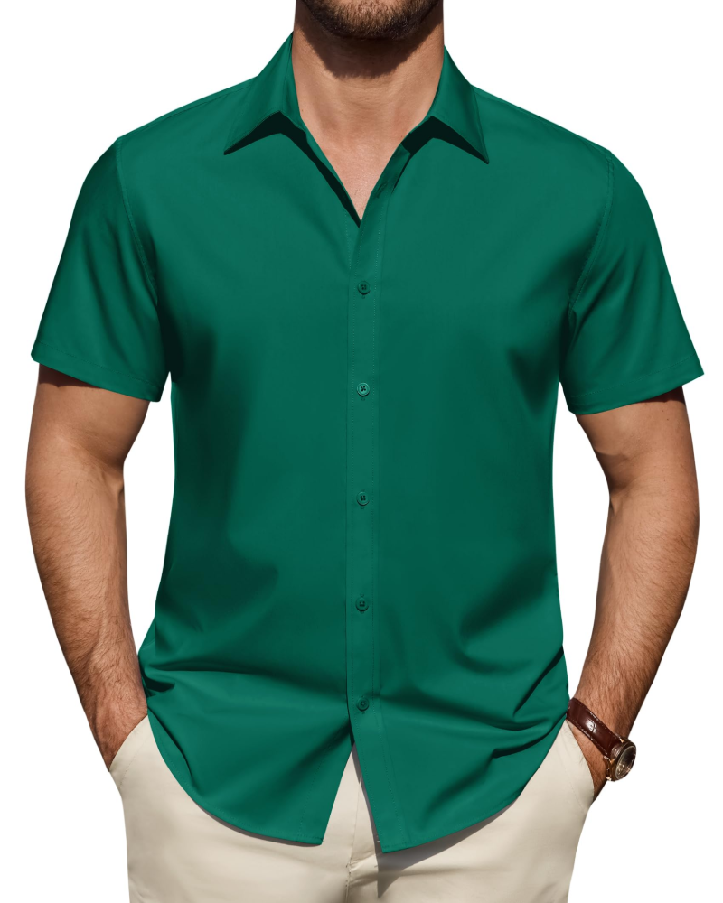 Heren Slim Fit Overhemd – Met Knopen, Geschikt voor Werk en Casual Gebruik