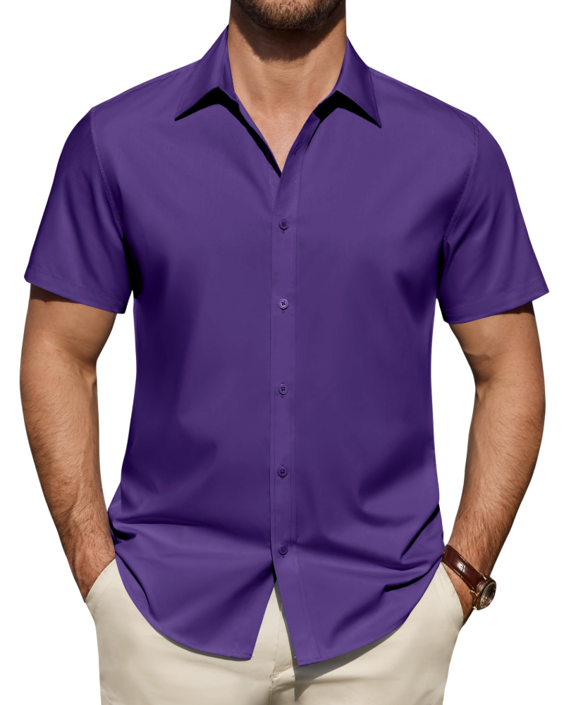 Heren Slim Fit Overhemd – Met Knopen, Geschikt voor Werk en Casual Gebruik