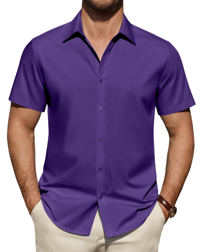 Heren Slim Fit Overhemd – Met Knopen, Geschikt voor Werk en Casual Gebruik