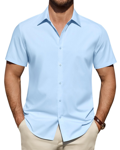 Heren Slim Fit Overhemd – Met Knopen, Geschikt voor Werk en Casual Gebruik