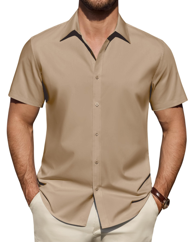 Heren Slim Fit Overhemd – Met Knopen, Geschikt voor Werk en Casual Gebruik