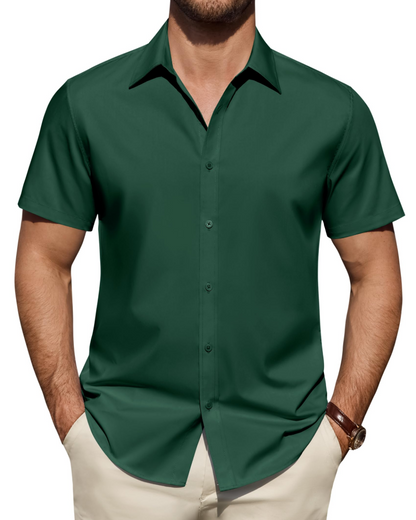 Heren Slim Fit Overhemd – Met Knopen, Geschikt voor Werk en Casual Gebruik