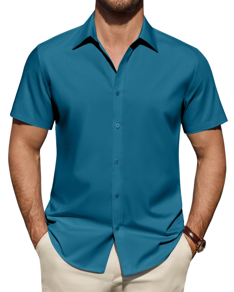Heren Slim Fit Overhemd – Met Knopen, Geschikt voor Werk en Casual Gebruik