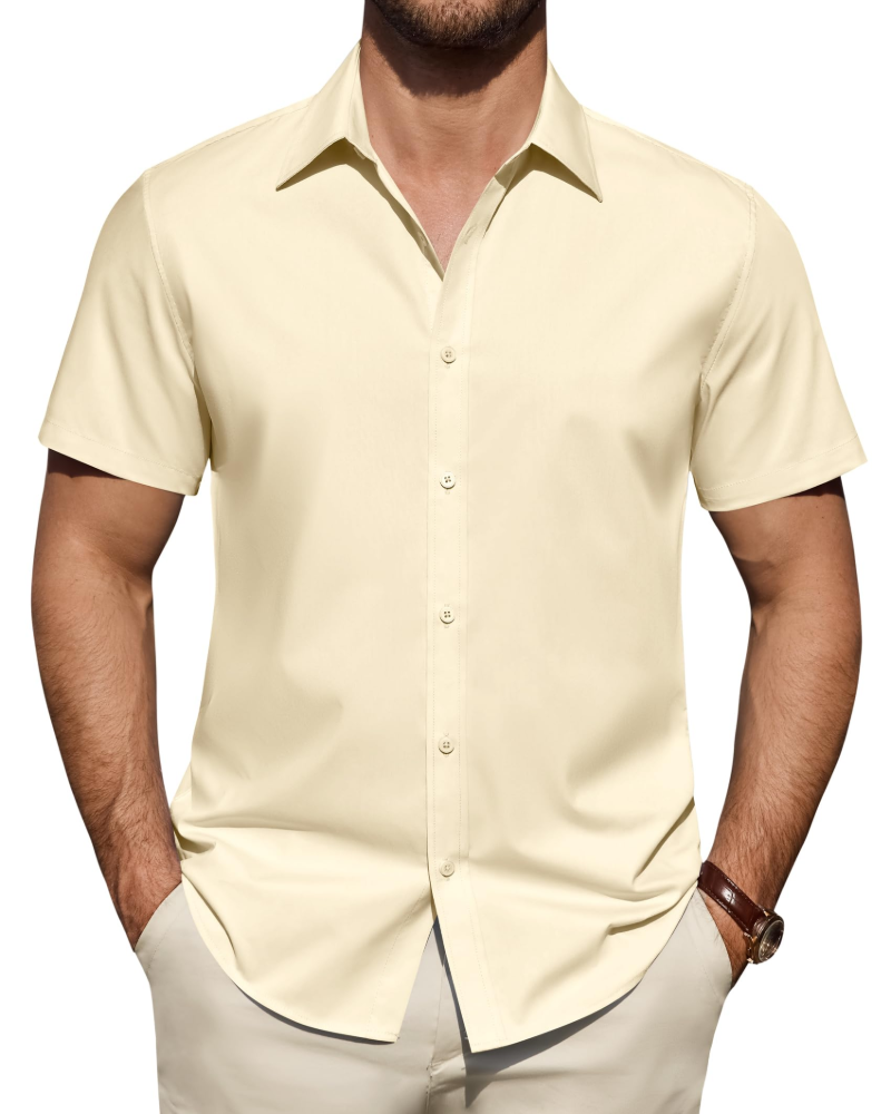 Heren Slim Fit Overhemd – Met Knopen, Geschikt voor Werk en Casual Gebruik