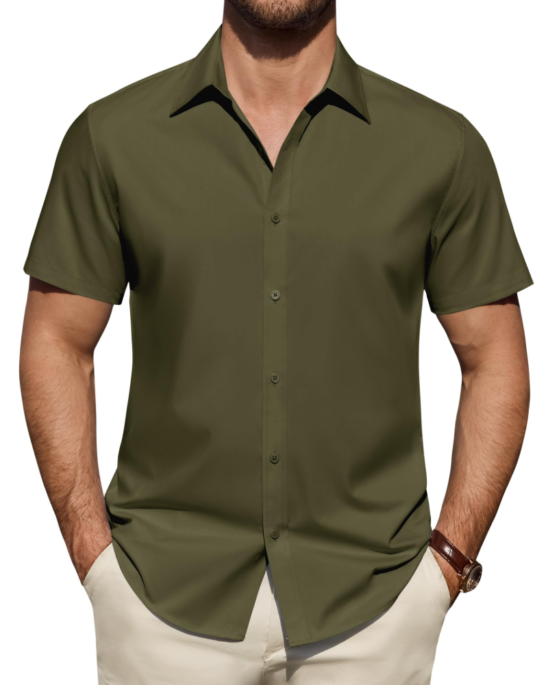Heren Slim Fit Overhemd – Met Knopen, Geschikt voor Werk en Casual Gebruik