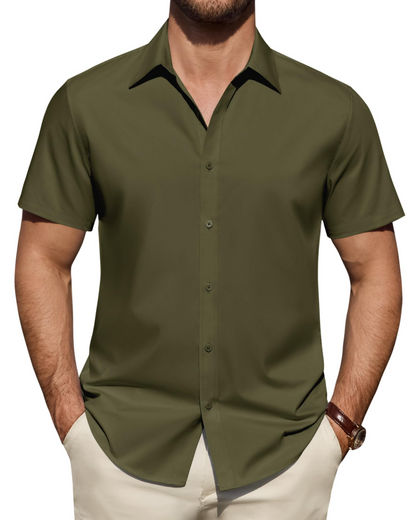 Heren Slim Fit Overhemd – Met Knopen, Geschikt voor Werk en Casual Gebruik