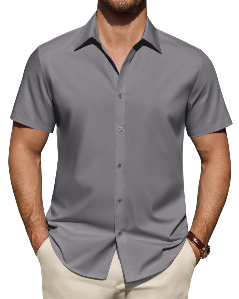Heren Slim Fit Overhemd – Met Knopen, Geschikt voor Werk en Casual Gebruik