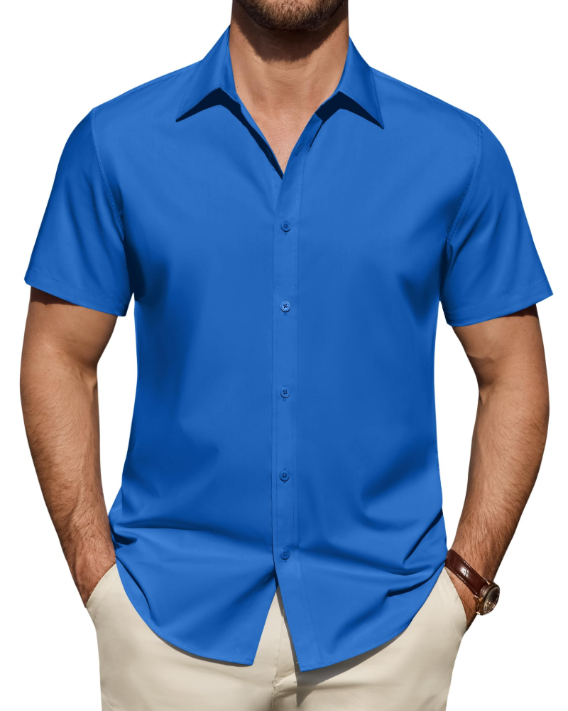 Heren Slim Fit Overhemd – Met Knopen, Geschikt voor Werk en Casual Gebruik
