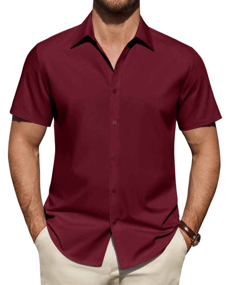 Heren Slim Fit Overhemd – Met Knopen, Geschikt voor Werk en Casual Gebruik