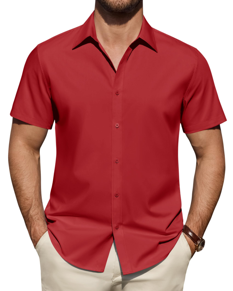 Heren Slim Fit Overhemd – Met Knopen, Geschikt voor Werk en Casual Gebruik