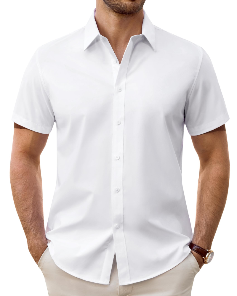 Heren Slim Fit Overhemd – Met Knopen, Geschikt voor Werk en Casual Gebruik