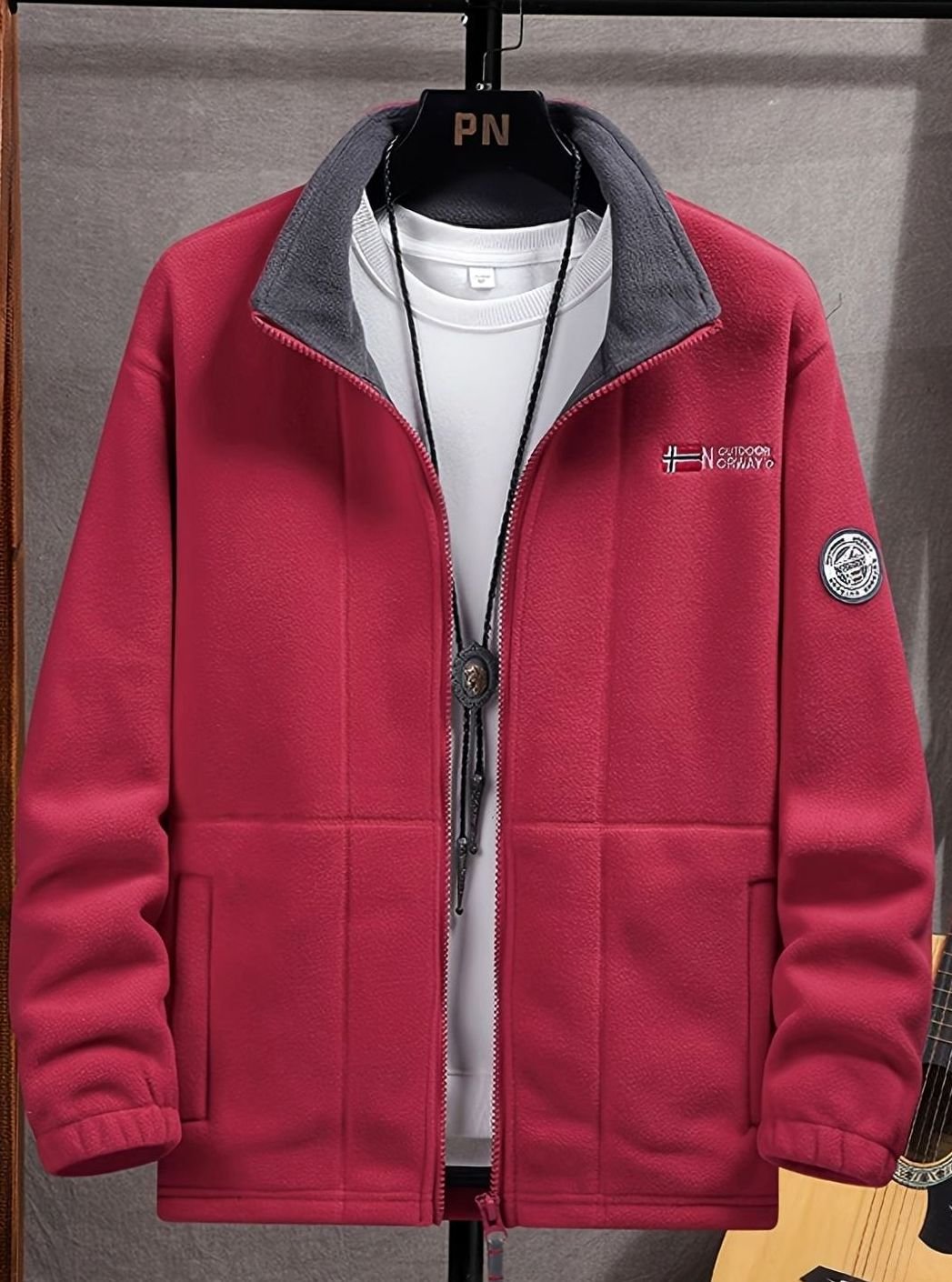 Heren Fleece Vest met Opstaande Kraag en Volledige Rits
