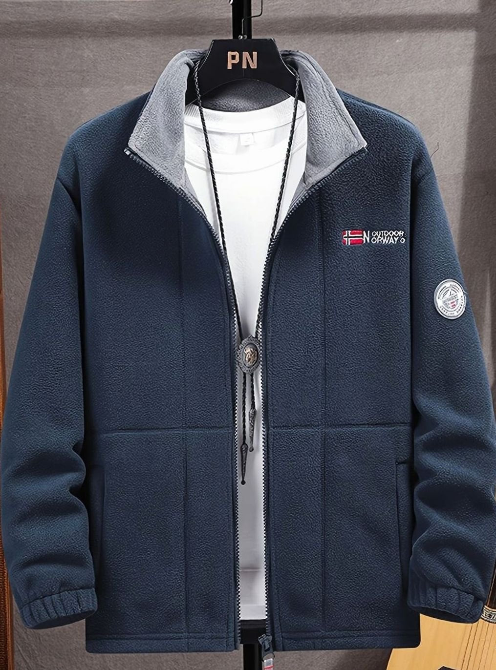 Heren Fleece Vest met Opstaande Kraag en Volledige Rits
